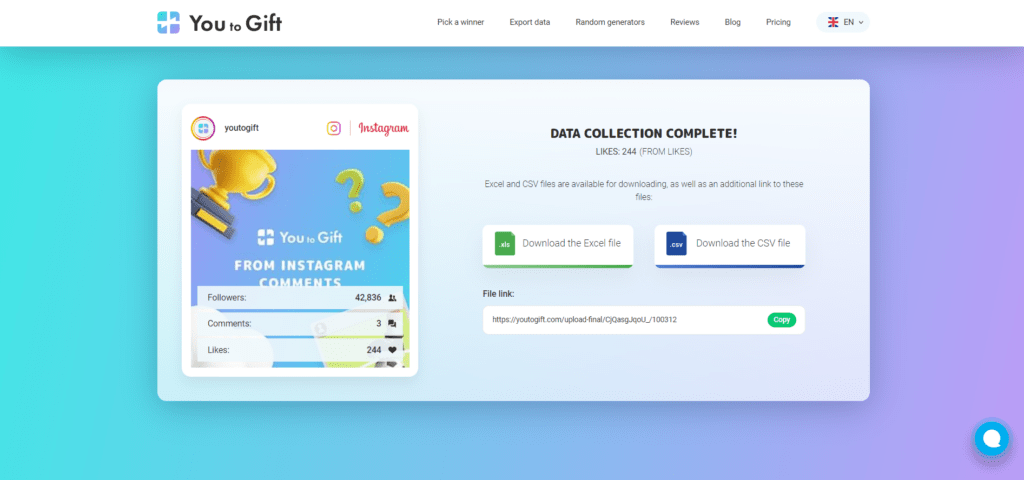You To Instagram Giveaway Tool