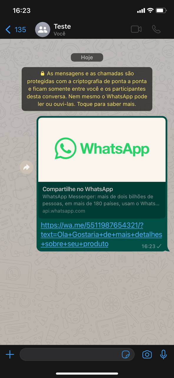 link com uma mensagem automática