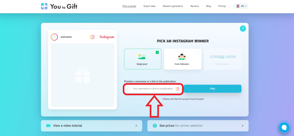You To Giveaway Tool