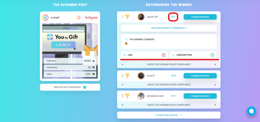 you to instagram giveaway tool