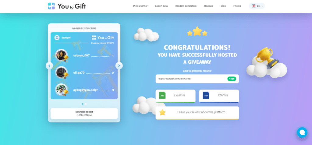 You To Instagram Giveaway Tool