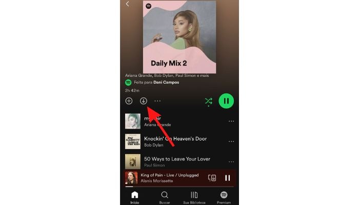 Bainxando uma música no Spotify