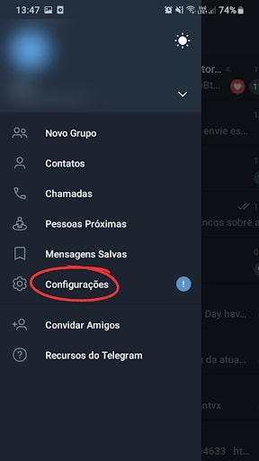 Entrando no Telegram via QrCode configuracoes