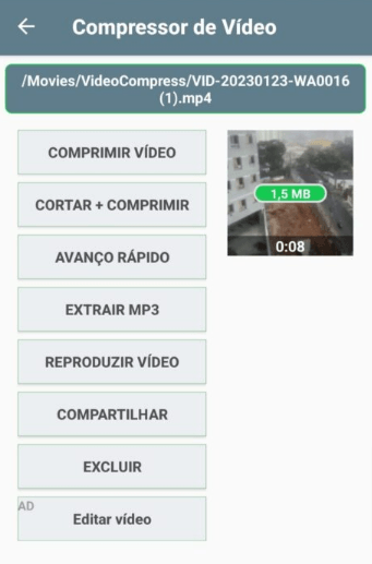 Escolher ferramenta para compactar video para whatsapp