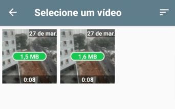 Escolher para compactar video para whatsapp