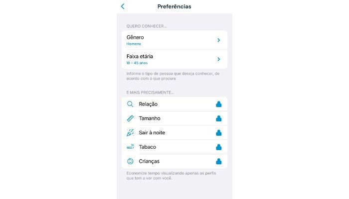 Happn Filtros de busca