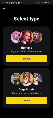 Select face type