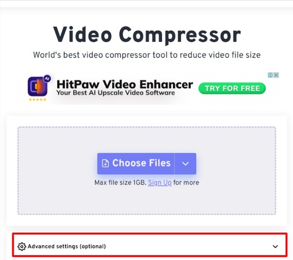 Video Compressor configuraÃ§Ãµes avanÃ§adas