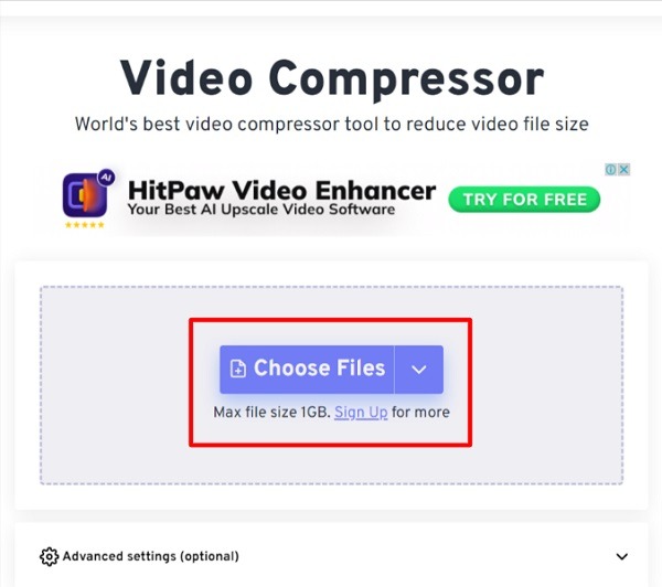 Video Compressor upload do video