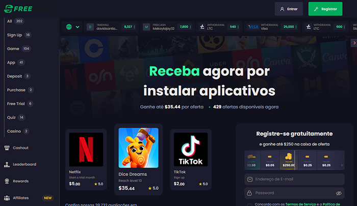 Freecash Jogos que dão dinheiro de verdade