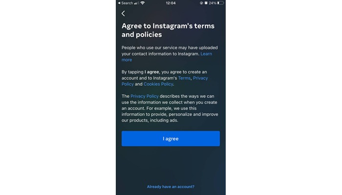 agree to policies How to use Instagram
