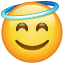 Rosto sorridente com halo