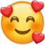 Rosto sorridente com corações