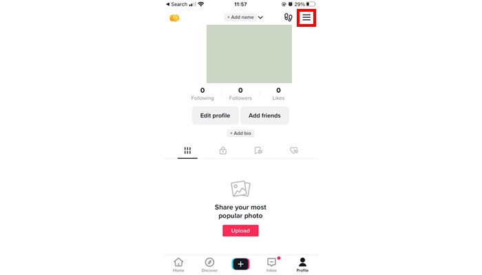 click three dashes TikTok and pornography