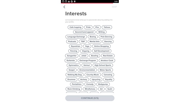 add your interests 