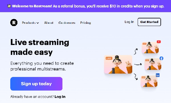 Plataforma Restream Alternativas ao OBS para fazer lives