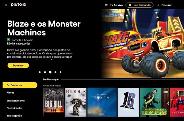 PlutoTV sites para assistir filmes online grátis