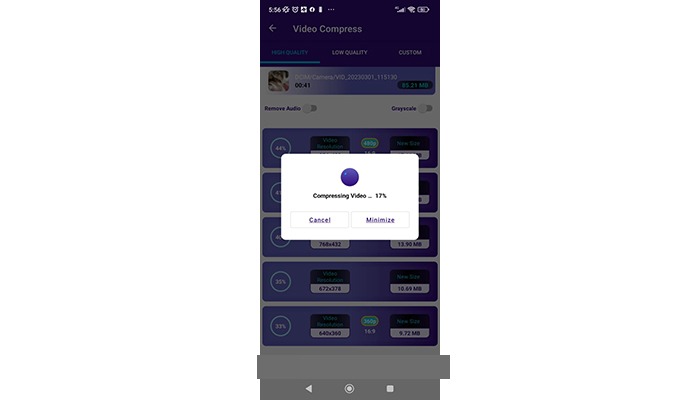 wait until it's done compress video for whatsapp