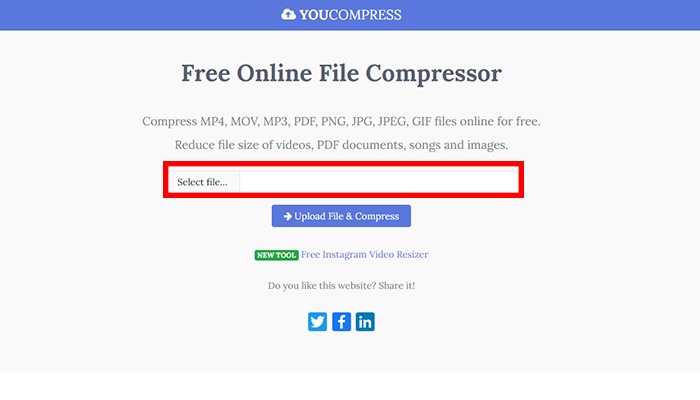 click select file compress video for WhatsApp