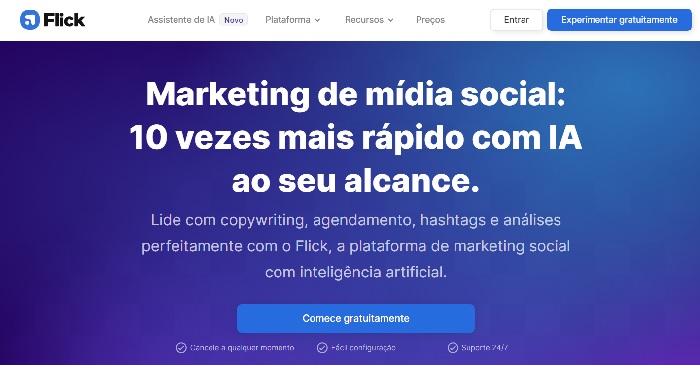 Flick Ferramentas de inteligência artificial para redes sociais