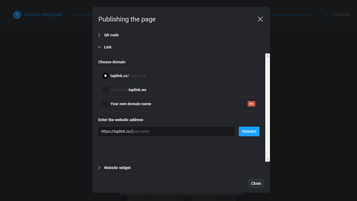 publishing the page 