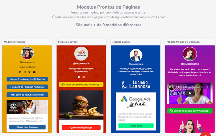 escolha um modelo pronto Linktree português
