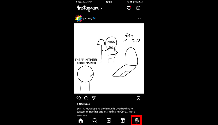 click profile button to add a link to Instagram bio