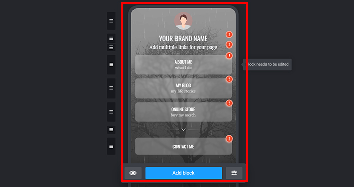 Edit the template how to add a link to Instagram bio