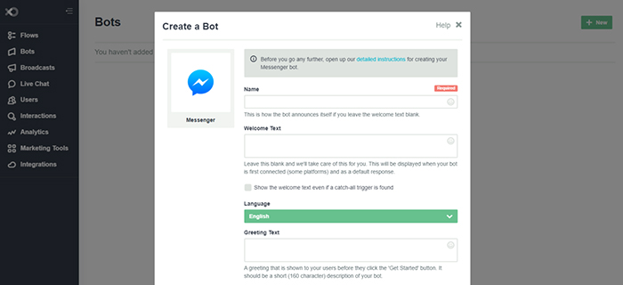 Flowxo create your bot