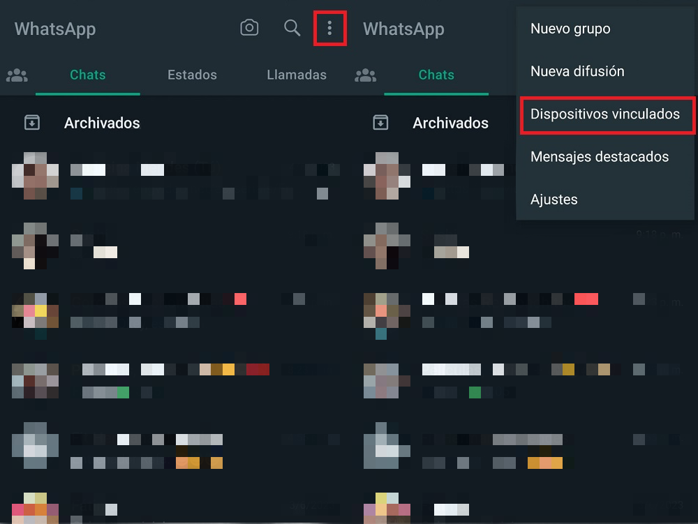 menu whatsapp dispositivos vinculados whatsapp clonado