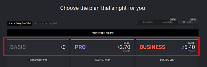 choose the plan 