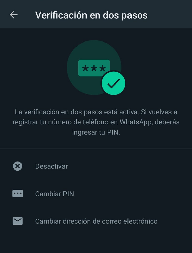 verificacion en dos pasos whatsapp