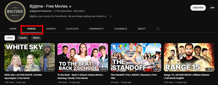 go to the channel to see its videos How to watch movies on YouTube