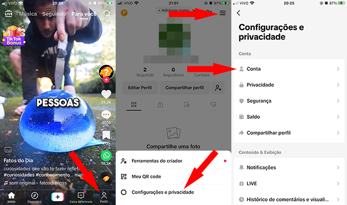 vá até conta 