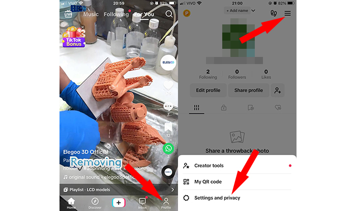 go to settings put a link in TikTok bio
