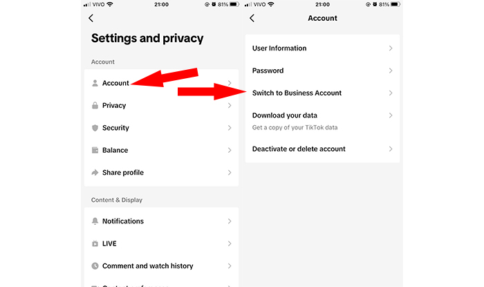 switch to business account put a link in TikTok bio