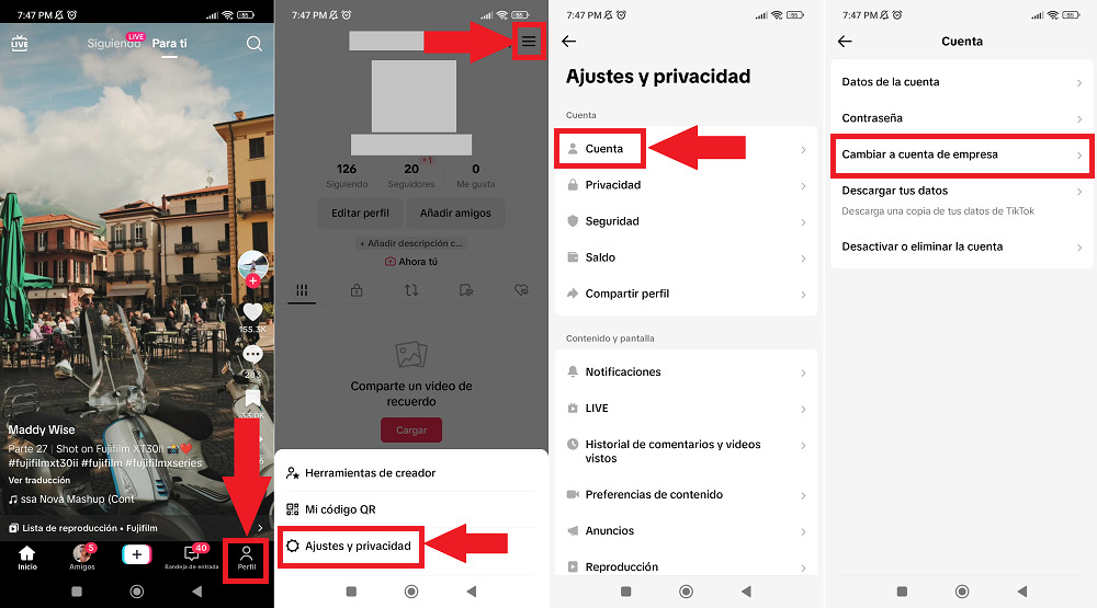 cambiar a cuenta de empresa tiktok No puedo poner un enlace en la bio de TikTok