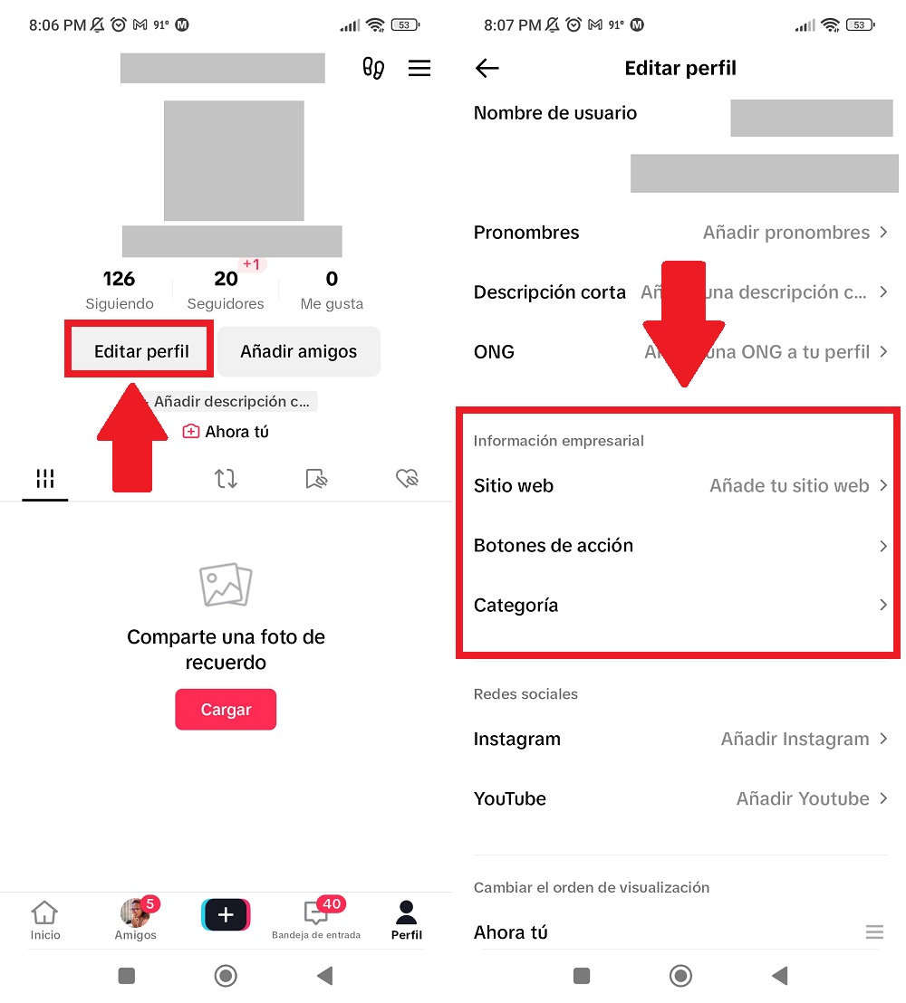 información empresarial cuenta de empresa tiktok No puedo poner un enlace en la bio de TikTok