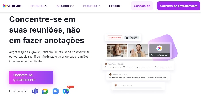 Airgram Ata de reunião usando inteligência artificial