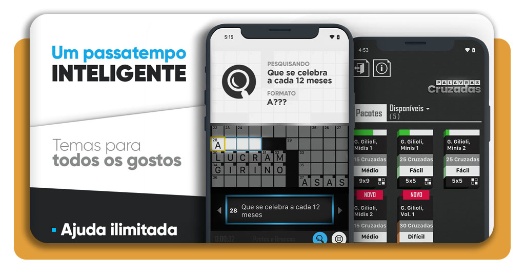 Palavras cruzadas no celular